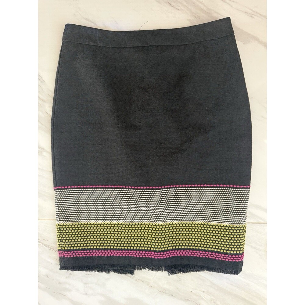 Trina Turk Women’s Skirt Size 6 Dorris Pencil Textured Fringe Lace A Line Cotton